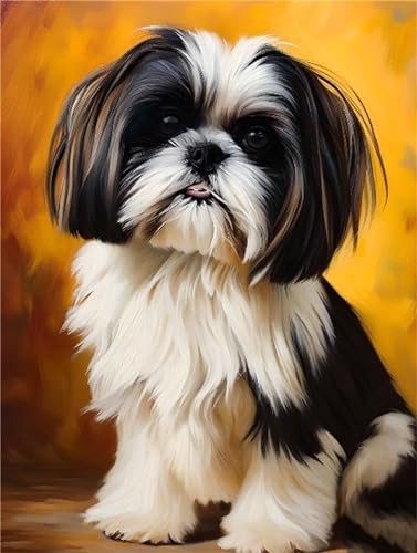 TNXEV Shih Tzu Animal Diamond Art Kits Adults, 5D Diamond Painting Kit, Full Round Drill Diamond Dots Gem Art Rhinestone Crystal Picture, DIY Diamond Art Kits Accessories for Home Decor 30 * 40CM von TNXEV