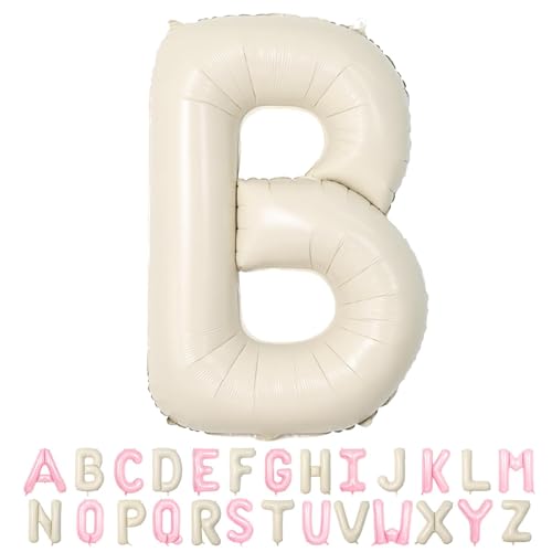 Folienballon Buchstaben B Beige, 100cm XXL Creme Weiß Helium Luftballon B, Große Alphabet Ballons Buchstabe B Sandweiß, für Geburtstag Hochzeit Jubiläum Babyparty Taufe Party Deko JGA Geschenk von TNYKER