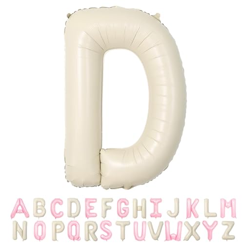 Folienballon Buchstaben D Beige, 100cm XXL Creme Weiß Helium Luftballon D, Große Alphabet Ballons Buchstabe D Sandweiß, für Geburtstag Hochzeit Jubiläum Babyparty Taufe Party Deko JGA Geschenk von TNYKER