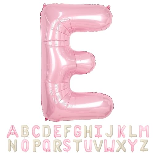 Folienballon Buchstaben E Rosa, 100cm XXL Pastell Rosa Helium Luftballon E, Große Alphabet Ballons Buchstabe E Pink, für Mädchen Geburtstag Hochzeit Jubiläum Babyparty Taufe Party Deko von TNYKER