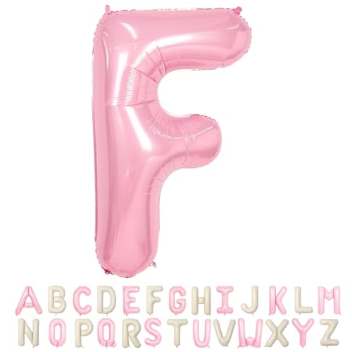 Folienballon Buchstaben F Rosa, 100cm XXL Pastell Rosa Helium Luftballon F, Große Alphabet Ballons Buchstabe F Pink, für Mädchen Geburtstag Hochzeit Jubiläum Babyparty Taufe Party Deko von TNYKER