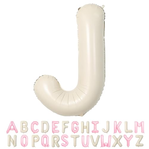 Folienballon Buchstaben J Rosa, 100cm XXL Creme Weiß Helium Luftballon J, Große Alphabet Ballons Buchstabe J Sandweiß, für Geburtstag Hochzeit Jubiläum Babyparty Taufe Party Deko JGA Geschenk von TNYKER