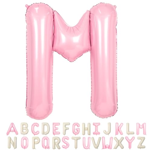 Folienballon Buchstaben M Rosa, 100cm XXL Pastell Rosa Helium Luftballon M, Große Alphabet Ballons Buchstabe M Pink, für Mädchen Geburtstag Hochzeit Jubiläum Babyparty Taufe Party Deko von TNYKER