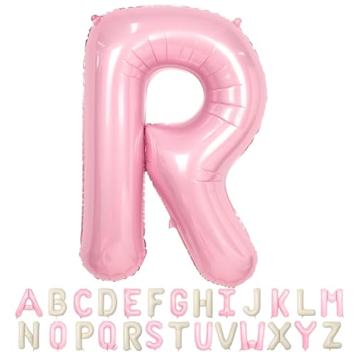 Folienballon Buchstaben R Rosa, 100cm XXL Pastell Rosa Helium Luftballon R, Große Alphabet Ballons Buchstabe R Pink, für Mädchen Geburtstag Hochzeit Jubiläum Babyparty Taufe Party Deko von TNYKER