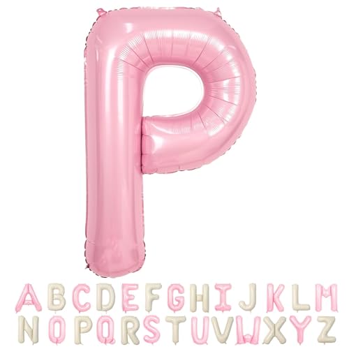 Folienballon Buchstaben Rosa P, 40 Zoll XXL Pastell Rosa Buchstaben Luftballon P, Große Alphabet Ballons Buchstabe P Pink, für Mädchen Geburtstag Hochzeit Jubiläum Babyparty Taufe Party Deko von TNYKER