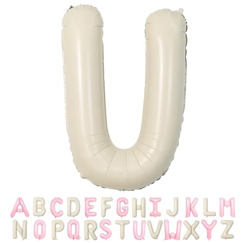 Folienballon Buchstaben U Beige, 100cm XXL Creme Weiß Helium Luftballon U, Große Alphabet Ballons Buchstabe U Sandweiß, für Geburtstag Hochzeit Jubiläum Babyparty Taufe Party Deko JGA Geschenk von TNYKER