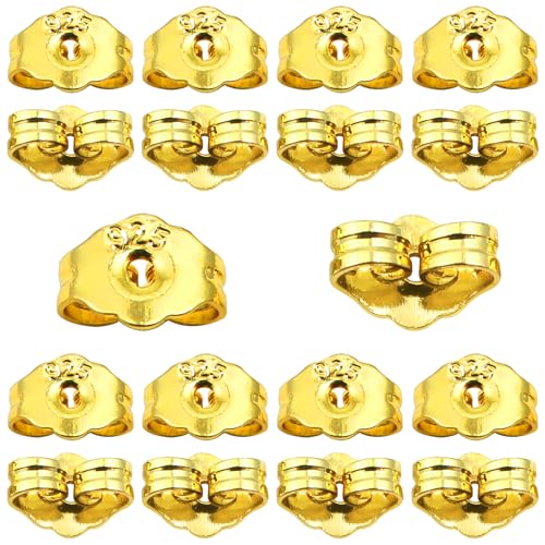 TOAOB 10 Paar 925 Sterling Silber Ohrring Stopper Golden Ohrstecker Schmetterling Verschluss Ohrstopper Standardgröße Loch 0.7mm für Schmuckherstellung von TOAOB THE ONE AND ONLY BABY