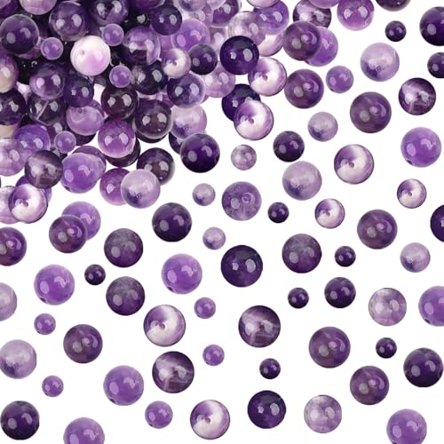 TOAOB 100 Stück 4 mm 6 mm 8 mm Natürliche Edelstein Perlen Amethyst Kristalle Runde Lose Perlen mit Loch zum Schmuck Basteln Auffädeln DIY Armband Halsketten Schmuckherstellung von TOAOB THE ONE AND ONLY BABY