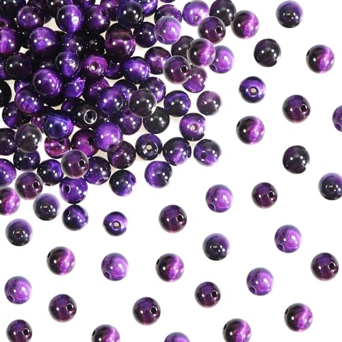 TOAOB 100 Stück 6mm Natürliche Amethyst Tigerauge Perlen Runde Lose Perlen mit Loch zum Schmuck Basteln Auffädeln DIY Armband Halsketten Schmuckherstellung von TOAOB THE ONE AND ONLY BABY