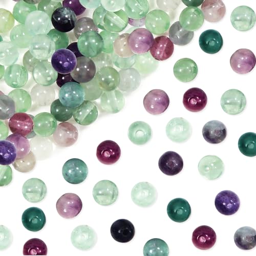 TOAOB 100 Stück 6mm Natürliche Bunte Fluorit Perlen Edelstein Perlen Runde Lose Perlen mit Loch zum Schmuck Basteln Auffädeln DIY Armband Halsketten Schmuckherstellung von TOAOB THE ONE AND ONLY BABY