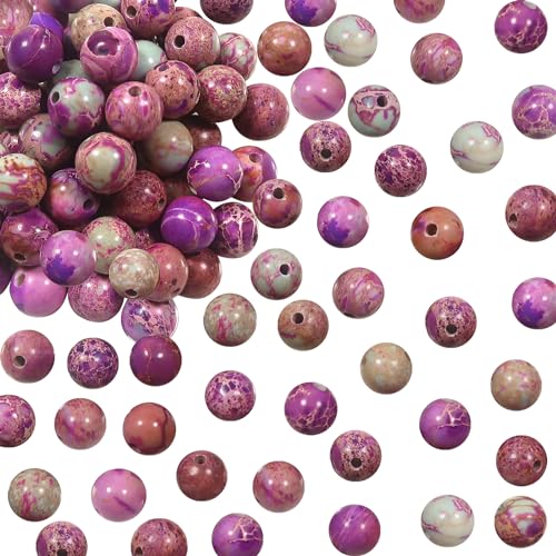 TOAOB 100 Stück 6mm Natürliche Edelstein Lila Jaspis Sediment Perlen Runde Lose Perlen mit Loch zum Schmuck Basteln Auffädeln DIY Armband Halsketten Schmuckherstellung von TOAOB THE ONE AND ONLY BABY