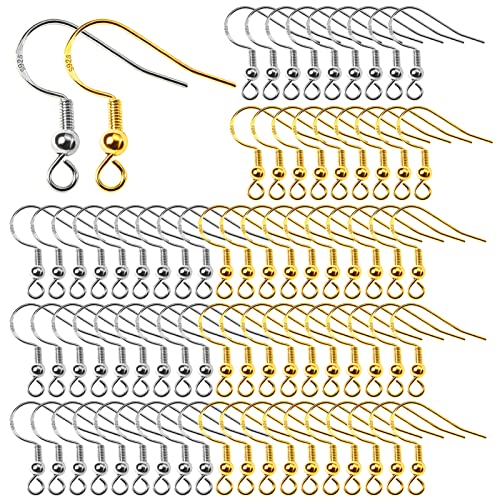 TOAOB 100 Stück Gold und Silber Ohrring Haken Ohrhänger Ohrhaken 925 Silber Ohrring Haken Hypoallergene Ohrhaken Ohrringe Zubehör mit Perlen und Spule DIY Ohrhänger Schmuckherstellung von TOAOB THE ONE AND ONLY BABY