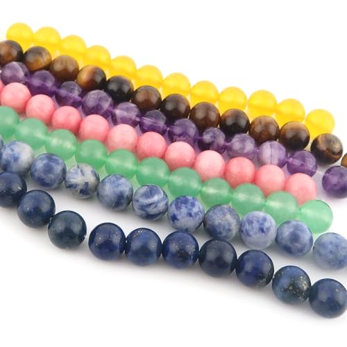 TOAOB 100 Stück Natürliche Edelstein Perlen 6mm 7 Farben Mix Kristall Steinperlen Halbedelsteine Perlen mit loch Runde Lose Edelstein Perlen für Armband Halskette Schmuckherstellung DIY Basteln von TOAOB THE ONE AND ONLY BABY