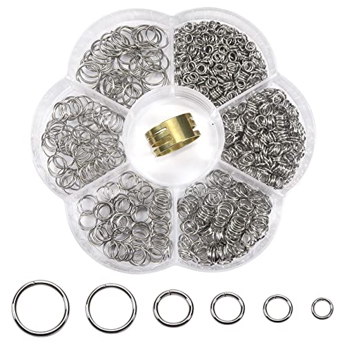 TOAOB 1000 Stück Jump Ringe Spaltringe Edelstahl Sprungringe Offene Biegeringe Verbindungsringe 4mm 5mm 6mm 7mm 8mm 10mm für DIY Schmuckherstellung Halsketten Armband Schlüsselanhänger von TOAOB THE ONE AND ONLY BABY