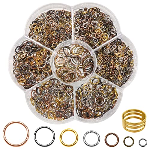 TOAOB 1000 Stück Offene Biegeringe Jump Ringe 3mm 4mm 5mm 6mm 7mm 8mm 10mm 7 Farben Metall Spaltringe Kettenringe Sprungring mit Ring Öffner für Halsketten Armband DIY Schmuckherstellung von TOAOB THE ONE AND ONLY BABY