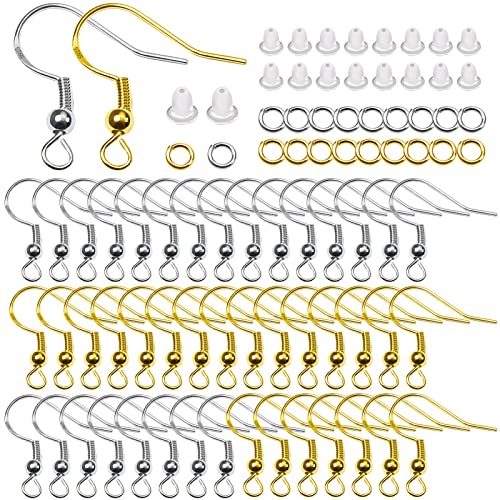 TOAOB 120 Stück Ohrring Haken 925 Ohrringe Selber Machen Set Hypoallergene Silber und Gold mit Gummi Ohrstopper und Biegeringe Spule für Schmuck Ohrringe Basteln Zubehör Ohrhänger Schmuckherstellung von TOAOB THE ONE AND ONLY BABY