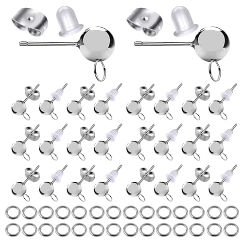 TOAOB 140 Stück Kugelpfosten Ohrstecker Edelstahl Kugel Ohrstecker Mit Schlaufe Silber Ohrstecker Verschluss Schmetterling Hypoallergene für Ohrringe Bastel Zubehör Schmuckherstellung von TOAOB THE ONE AND ONLY BABY