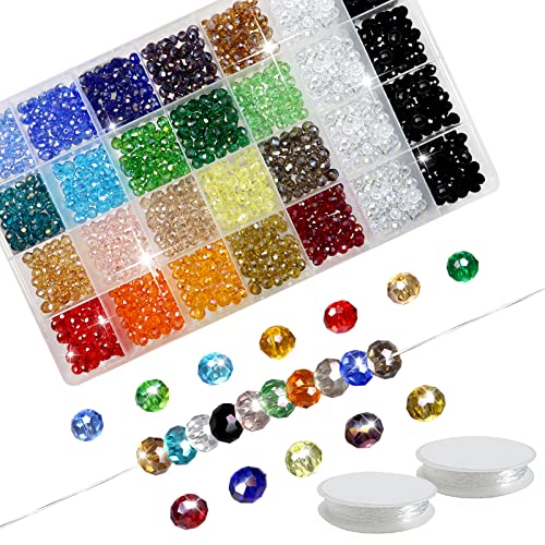 TOAOB 1440 Stück Glitzerperlen zum Auffädeln 6mm Facettierte Glasperlen 22 Farben Kristall Perlen Set mit Kunststoff Aufbewahrungsbox für DIY Schmuck Armbänder Herstellung Basteln von TOAOB THE ONE AND ONLY BABY