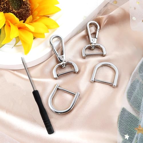 TOAOB 2 Stück Schlüsselanhänger Karabiner mit D Ringen Metall 2 cm Silber Drehverschlüsse Schlüsselring Verschluss Clip Karabinerverschlüsse für Rucksack Bastelarbeiten Schmuckherstellung Zubehör von TOAOB THE ONE AND ONLY BABY