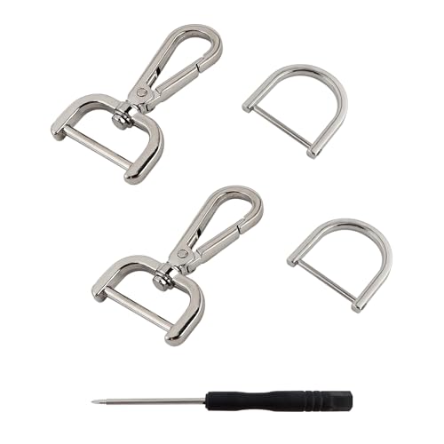 TOAOB 2 Stück Schlüsselanhänger Karabiner mit D Ringen Metall 2.5 cm Silber Drehverschlüsse Schlüsselring Verschluss Clip Karabinerverschlüsse für Rucksack Bastelarbeiten Schmuckherstellung Zubehör von TOAOB THE ONE AND ONLY BABY