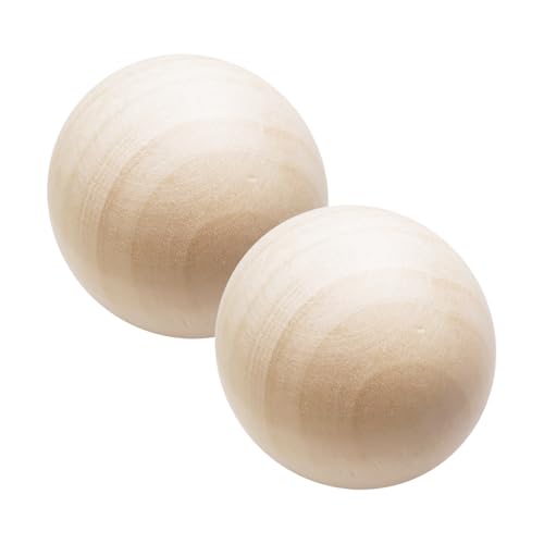 TOAOB 2 Stücke Holzkugeln Ohne Loch 50mm Runde Natürliche Lose Spacer Perlen Unlackiert Naturholz Holzperlen Bastelperlen für DIY Schmuck Herstellung zum Basteln von TOAOB THE ONE AND ONLY BABY