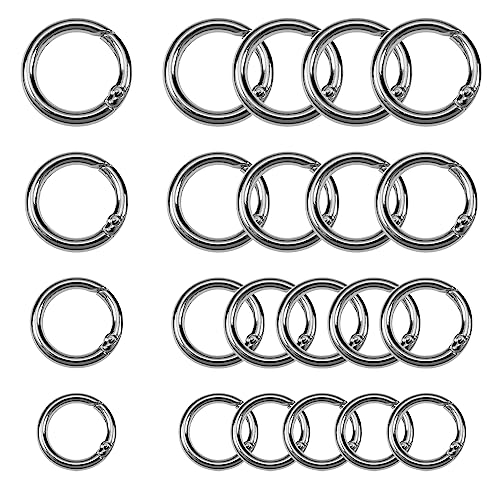 TOAOB 20 Stück Runde Karabinerring Frühling Sprung Ringe 20mm bis 35mm Runde Karabiner O Ring Karabinerhaken Zinklegierung Silber für Schlüsselanhänger Halter Taschen Geldbörsen Tragetaschen von TOAOB THE ONE AND ONLY BABY