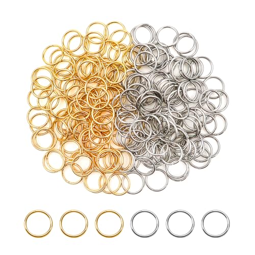 TOAOB 200 Stück Jump Ringe Spaltringe 10 mm Edelstahl Stahlfarbe und Gold Sprungringe Offene Biegeringe Verbindungsringe für DIY Schmuckherstellung Halsketten Armband Schlüsselanhänger von TOAOB THE ONE AND ONLY BABY