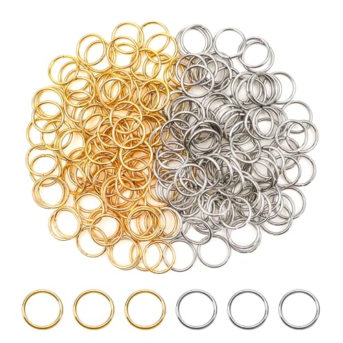 TOAOB 200 Stück Jump Ringe Spaltringe 12 mm Edelstahl Stahlfarbe und Gold Sprungringe Offene Biegeringe Verbindungsringe für DIY Schmuckherstellung Halsketten Armband Schlüsselanhänger von TOAOB THE ONE AND ONLY BABY