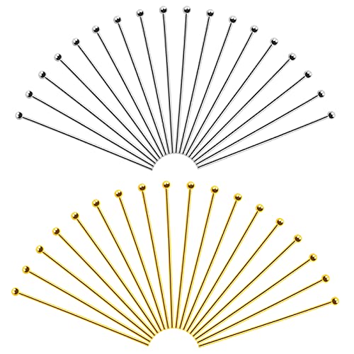 TOAOB 200 Stück Nietstifte 50 mm Kugelkopfstifte Gold Und Silber Kopfstifte Metall Schmuckstifte Headpins Kettelstifte Schmuck Zubehör für Ohrring Halsketten Schmuckherstellung Anhänger von TOAOB THE ONE AND ONLY BABY