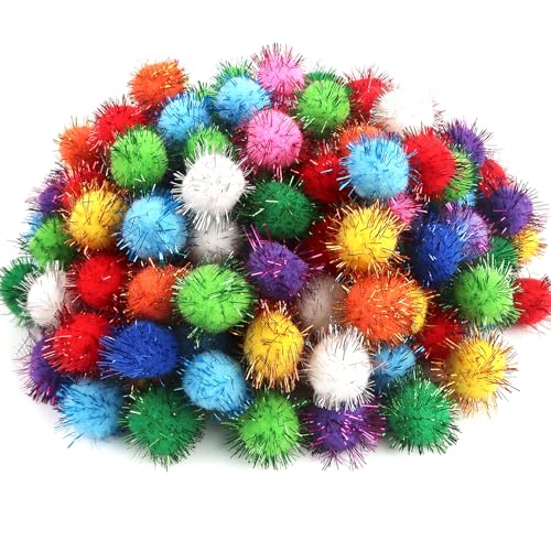 TOAOB 200 Stück Pompons zum Basteln Glitzer 15 mm Mini Bunte Pompom Flauschigen Plüsch Set Bälle Kunst Bommel für Dekorieren Verzieren Nähen DIY Lustige Kreativen Handwerk von TOAOB THE ONE AND ONLY BABY