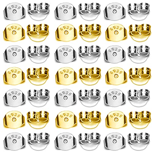 TOAOB 20pcs 925 Sterling Silber Ohrring Stopper Ohrstecker Schmetterling Verschluss Goldton Silberton Ohrstopper Runde Form Universal Größe 5 x 5.5mm für Schmuckherstellung von TOAOB THE ONE AND ONLY BABY