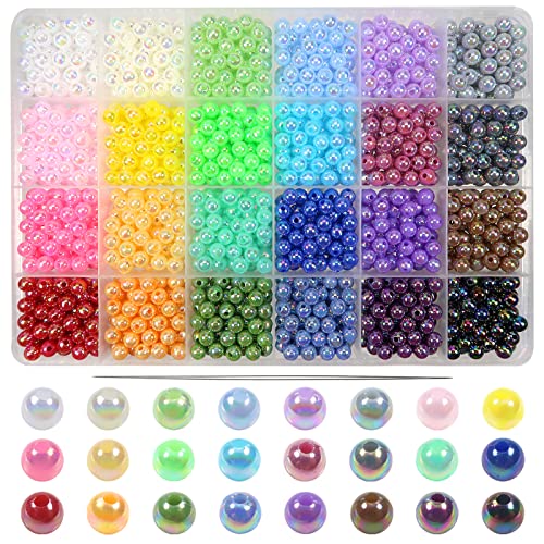 TOAOB 24 Farben Glasperlen 1680 Stück Bastelperlen 6 mm Acrylperlen mit Loch Runde Bunte Perlen zum Auffädeln für DIY Schmuckherstellung Armbänder Halsketten Kleidung Basteln von TOAOB THE ONE AND ONLY BABY