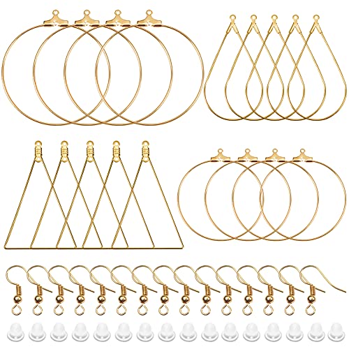 TOAOB 280 Stück Ohrring Hoop Metall K Gold Ton Perlen Creolen Runde Tropfenform Dreieckige und Ohrhaken Kunststoff Ohrstöpsel für Schmuckherstellung von TOAOB THE ONE AND ONLY BABY