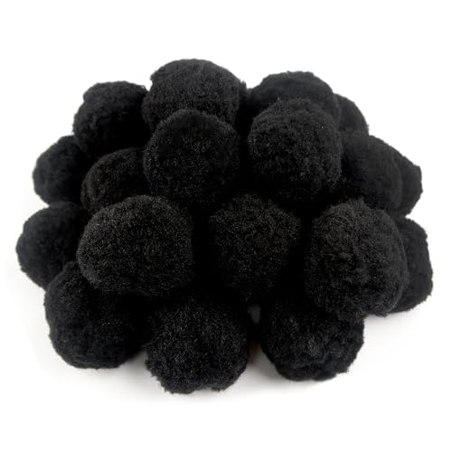 TOAOB 30 Stück Pompons zum Basteln Groß 5 cm Schwarz Pompom Flauschigen Plüsch set Bälle Kunst Bommel für Dekorieren Verzieren Nähen DIY Lustige Kreativen Handwerk von TOAOB THE ONE AND ONLY BABY