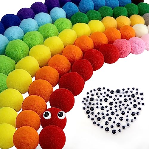 TOAOB 300 Stück Pompon 30mm Bunte Pompons zum Basteln Flauschigen Plüsch Bälle Größen Bommeln mit Selbstklebend Wackelaugen für Lustige DIY Kreative Handwerk von TOAOB THE ONE AND ONLY BABY