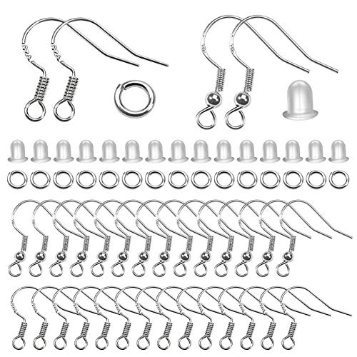 TOAOB 300 Stück Ohrring Machen Set Silberton Versilbert Ohrring Haken Ohrhaken und 4mm Biegeringe mit Plastik Ohrstopper für Schmuckherstellung von TOAOB THE ONE AND ONLY BABY