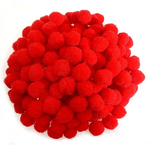 TOAOB 300 Stück Pompons 25mm Rot Pompom Flauschigen Plüsch Set Bälle Kunst Bommel für Lustige DIY Kreative Handwerk von TOAOB THE ONE AND ONLY BABY