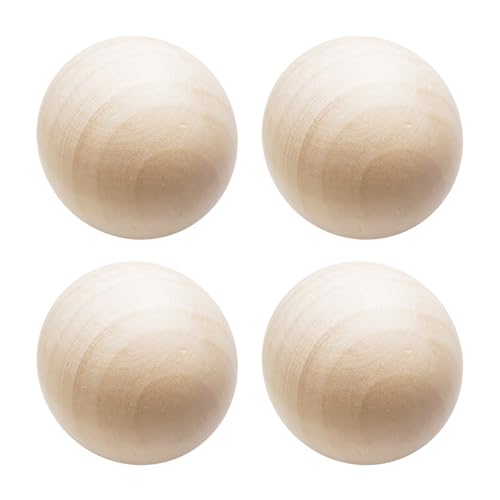 TOAOB 4 Stücke Holzkugeln Ohne Loch 40mm Runde Natürliche Lose Spacer Perlen Unlackiert Naturholz Holzperlen Bastelperlen für DIY Schmuck Herstellung zum Basteln von TOAOB THE ONE AND ONLY BABY