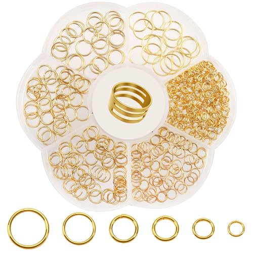 TOAOB 400 Stück Golden Jump Ringe Spaltringe 4 mm bis 10 mm Edelstahl Kettenringe Biegeringe mit Öffner für Halsketten Armband DIY Schmuckherstellung von TOAOB THE ONE AND ONLY BABY