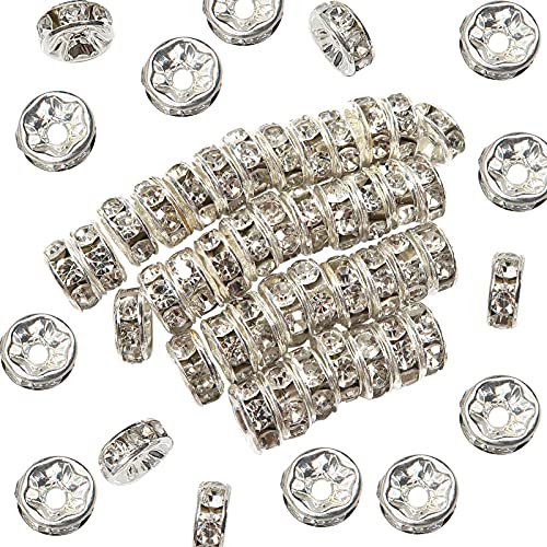 TOAOB 400 Stück Strass Abstandshalter Perlen Silberton Runde Rondelle Perlen Charms 4 mm für Schmuckherstellung von TOAOB THE ONE AND ONLY BABY