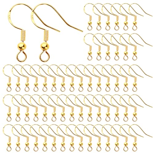 TOAOB 50 Stück 18 mm Ohrhänger 925 Silber Golden Ohrhänger Ohrhaken Ohrring Haken Hypoallergene Ohrhaken Ohrringe Zubehör mit Perlen und Spule für DIY Ohrhänger Schmuckherstellun von TOAOB THE ONE AND ONLY BABY