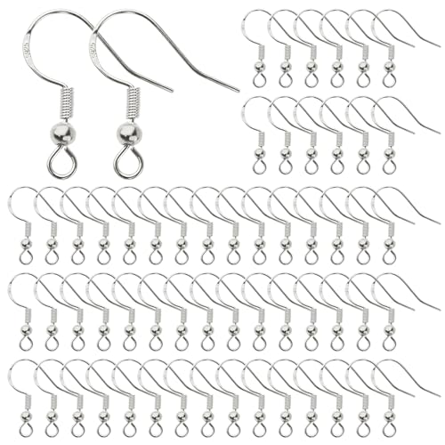 TOAOB 50 Stück 18 mm Ohrhänger 925 Silber Ohrhänger Ohrhaken Ohrring Haken Hypoallergene Ohrhaken Ohrringe Zubehör mit Perlen und Spule für DIY Ohrhänger Schmuckherstellun von TOAOB THE ONE AND ONLY BABY