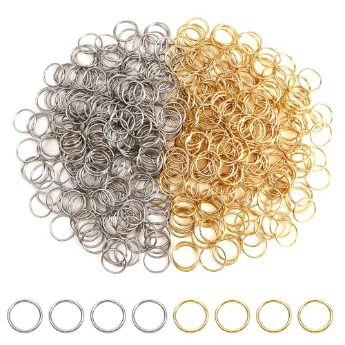 TOAOB 500 Stück Jump Ringe Spaltringe 8 mm Edelstahl Stahlfarbe und Gold Sprungringe Offene Biegeringe Verbindungsringe für DIY Schmuckherstellung Halsketten Armband Schlüsselanhänger von TOAOB THE ONE AND ONLY BABY