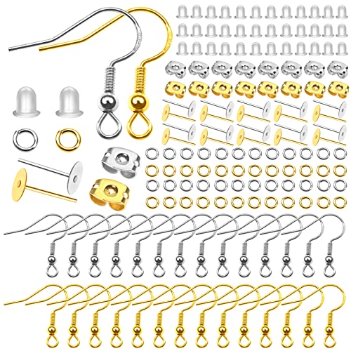 TOAOB 500 Stück Ohrringe Selber Machen Set Gold und Silberton Versilbert Ohrhaken Jump Ringe Ohrstecker Rohlinge und Ohrring Stopper für DIY Ohrringe Schmuckherstellung von TOAOB THE ONE AND ONLY BABY