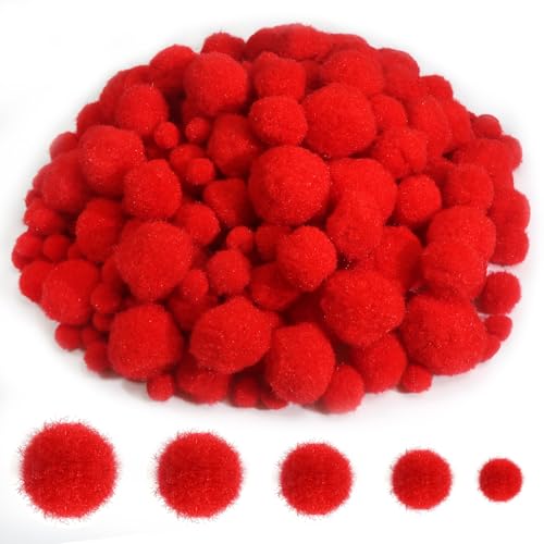 TOAOB 500 Stück Pompons 10 mm bis 30 mm Rot Pompom Flauschigen Plüsch set Bälle Kunst Bommel für Lustige DIY Kreative Handwerk von TOAOB THE ONE AND ONLY BABY