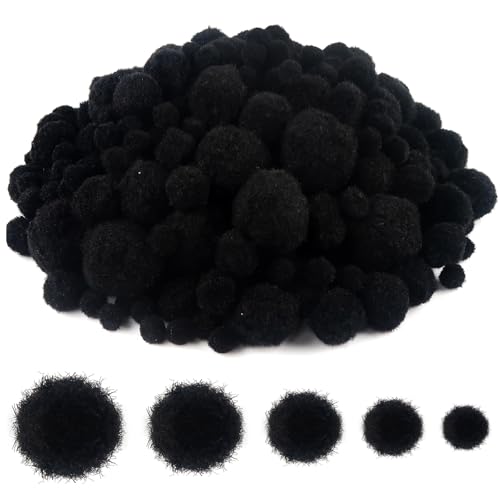 TOAOB 500 Stück Pompons 10 mm bis 30 mm Schwarz Pompom Flauschigen Plüsch set Bälle Kunst Bommel für Lustige DIY Kreative Handwerk von TOAOB THE ONE AND ONLY BABY