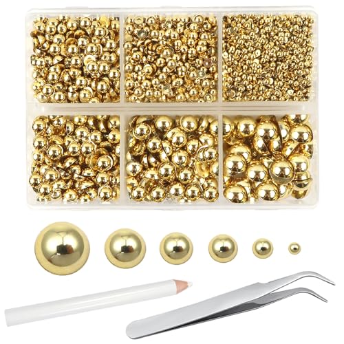 TOAOB 5000 Stück halbrunde Perlen Gold Harz ABS Cabochon flache Kunststoffperlen 2 mm 3 mm 4 mm 5 mm 6 mm 8 mm für Dekorationen Scrapbooking Nail Art DIY Handwerk Modeschmuck von TOAOB THE ONE AND ONLY BABY