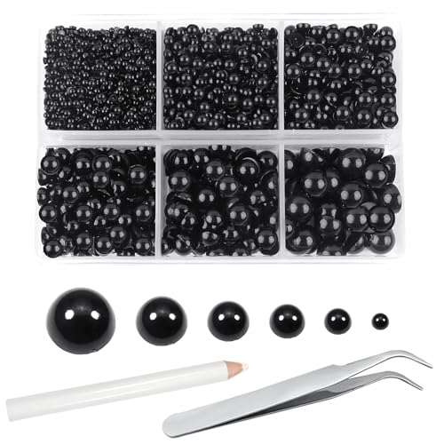 TOAOB 5000 Stück halbrunde Perlen schwarz Harz ABS Cabochon flache Kunststoffperlen 2 mm 3 mm 4 mm 5 mm 6 mm 8 mm für Dekorationen Scrapbooking Nail Art DIY Handwerk Modeschmuck von TOAOB THE ONE AND ONLY BABY