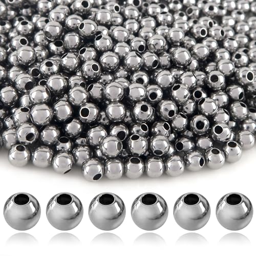 TOAOB 600 Stück 4 mm Sandwich Perle Runde Bulk Edelstahl Abstandsperlen Silber Schmuck Halskette DIY Armband Handarbeit von TOAOB THE ONE AND ONLY BABY