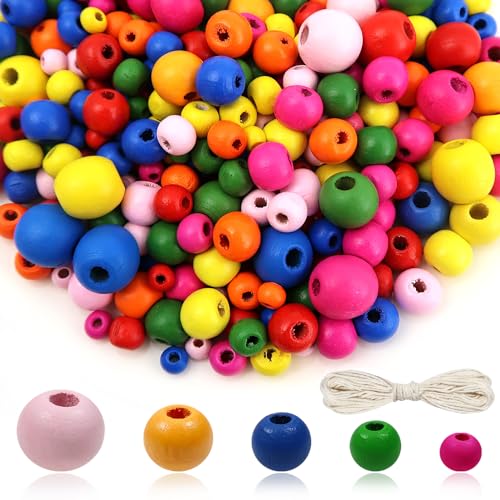 TOAOB 600 Stück Natürliche Runde Bunte Holzperlen set 6 bis 14mm Gemischte Größe Runde Holzperle Basteln mit Loch für DIY Schmuck Herstellung von TOAOB THE ONE AND ONLY BABY